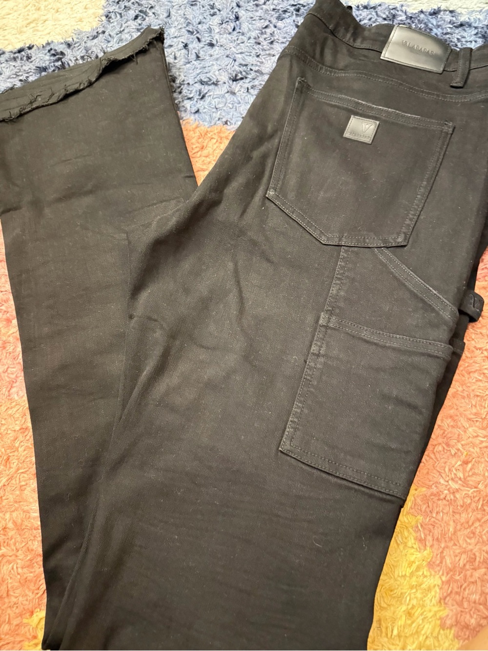Valabasas Stacked Men's Black Bootcut Jeans with Utility Pockets